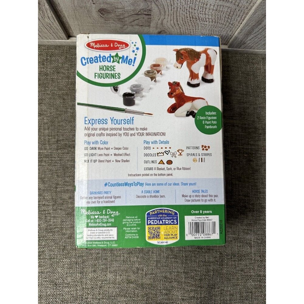 Melissa & Doug Created by Me! Horse Figurines Craft Kit A Pair of Pals to Paint - Picture 2 of 4
